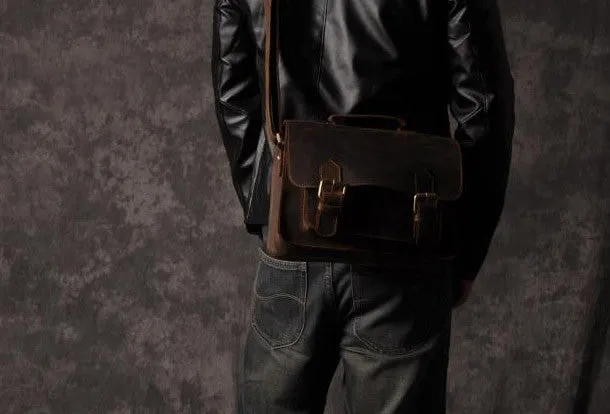 Handmade leather men Vintage messenger Bags Cool Shoulder Bag laptop Bags