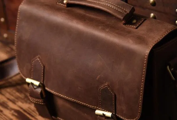 Handmade leather men Vintage messenger Bags Cool Shoulder Bag laptop Bags