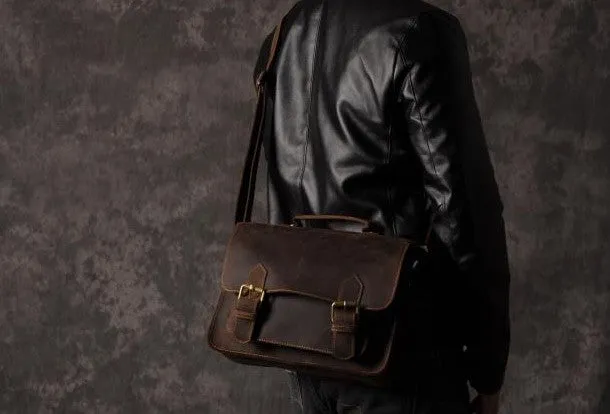 Handmade leather men Vintage messenger Bags Cool Shoulder Bag laptop Bags