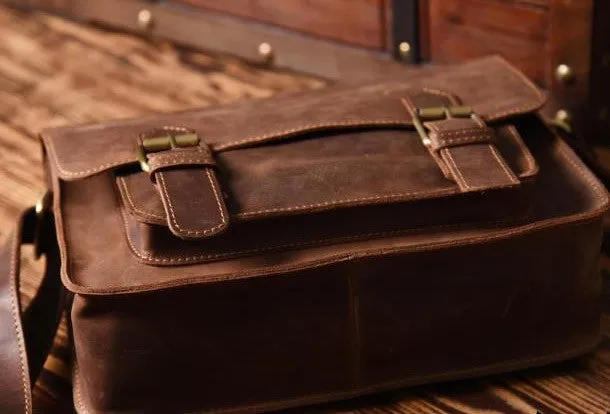 Handmade leather men Vintage messenger Bags Cool Shoulder Bag laptop Bags