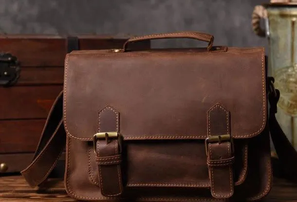 Handmade leather men Vintage messenger Bags Cool Shoulder Bag laptop Bags