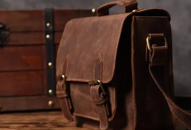 Handmade leather men Vintage messenger Bags Cool Shoulder Bag laptop Bags