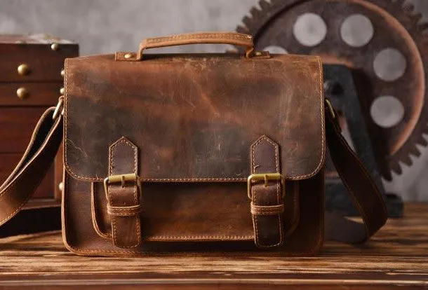 Handmade leather men Vintage messenger Bags Cool Shoulder Bag laptop Bags