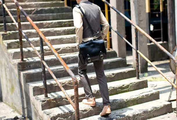 Handmade leather mens Briefcases messenger bagshoulder vintage laptop bag