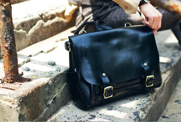 Handmade leather mens Briefcases messenger bagshoulder vintage laptop bag