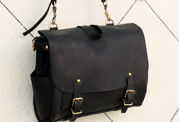 Handmade leather mens Briefcases messenger bagshoulder vintage laptop bag
