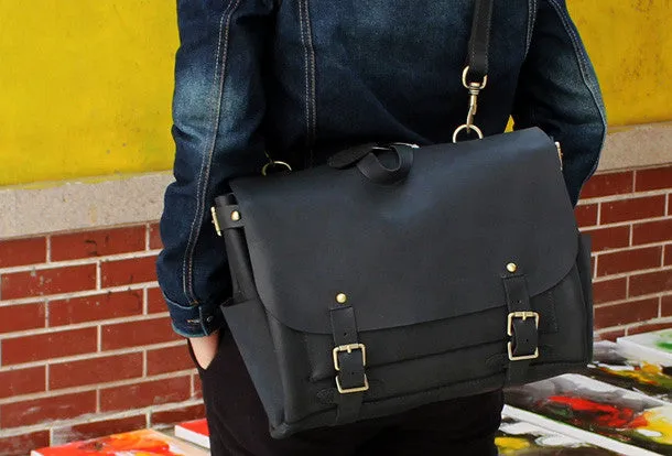 Handmade leather mens Briefcases messenger bagshoulder vintage laptop bag