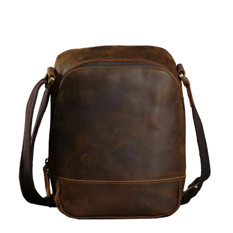 Handmade Leather Mens Cool Small Shoulder Bags Messenger Bag for men