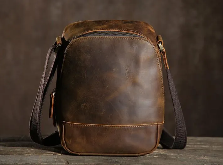 Handmade Leather Mens Cool Small Shoulder Bags Messenger Bag for men