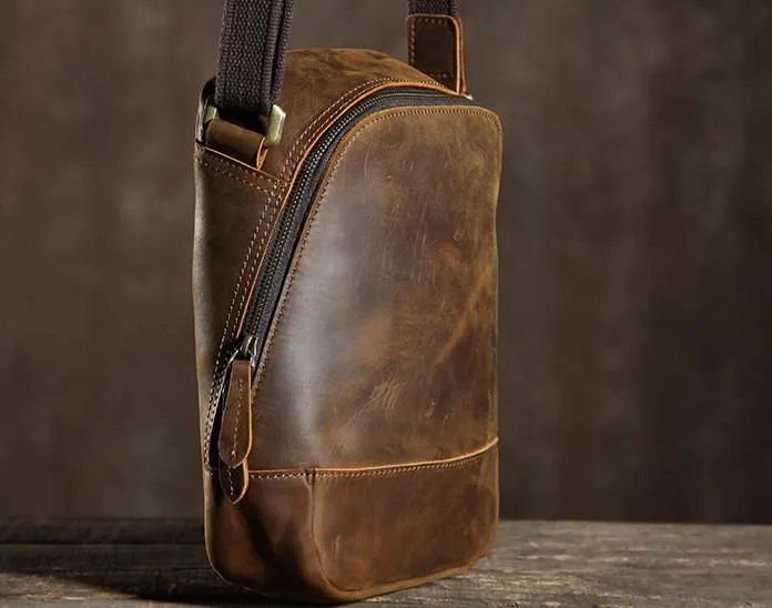 Handmade Leather Mens Cool Small Shoulder Bags Messenger Bag for men