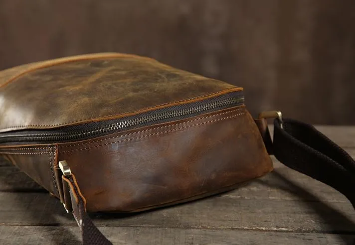 Handmade Leather Mens Cool Small Shoulder Bags Messenger Bag for men