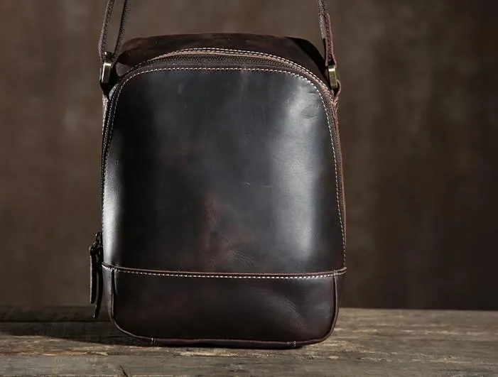 Handmade Leather Mens Cool Small Shoulder Bags Messenger Bag for men