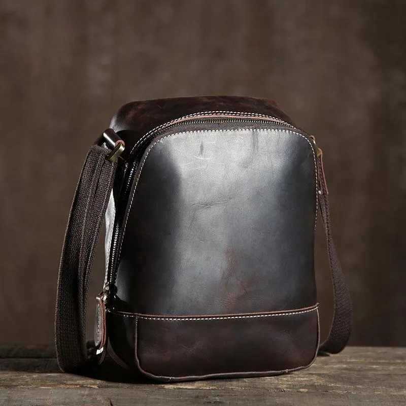 Handmade Leather Mens Cool Small Shoulder Bags Messenger Bag for men