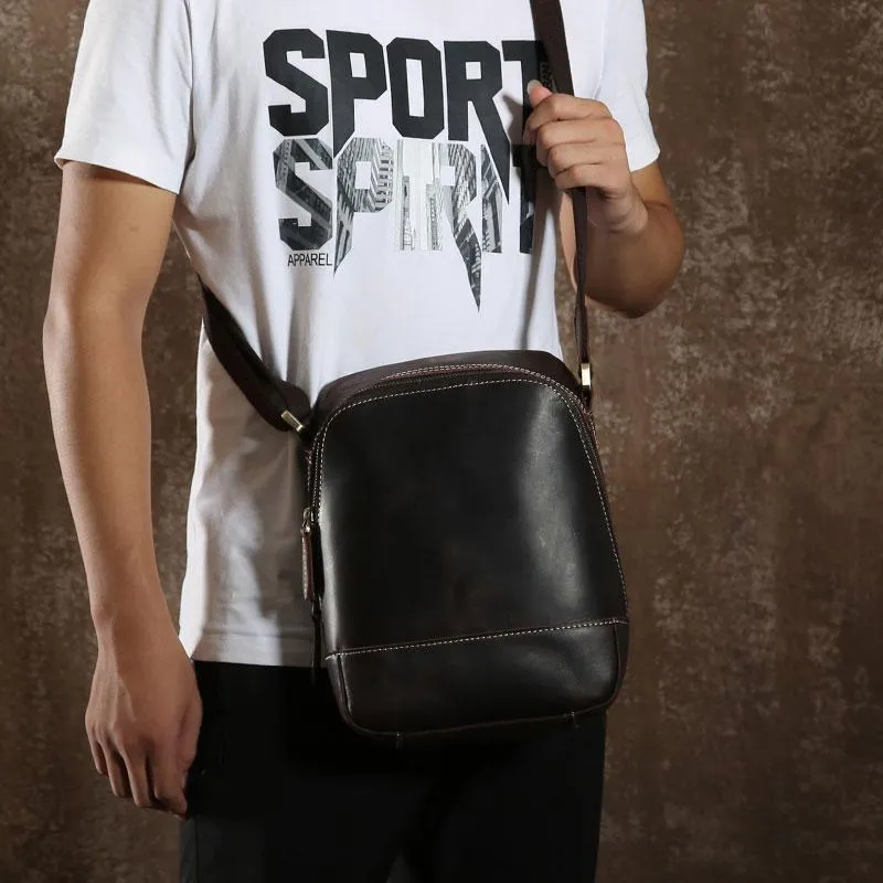 Handmade Leather Mens Cool Small Shoulder Bags Messenger Bag for men