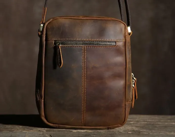 Handmade Leather Mens Cool Small Shoulder Bags Messenger Bag for men