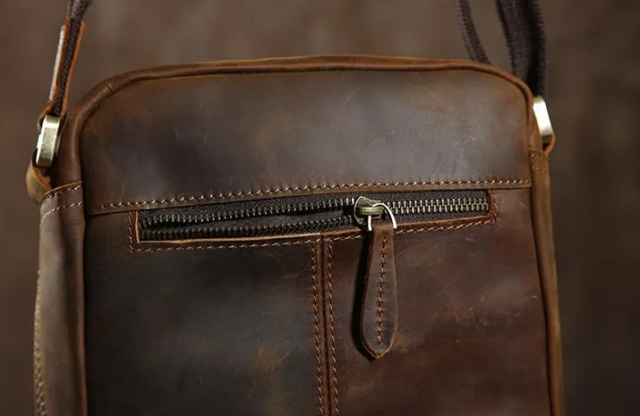 Handmade Leather Mens Cool Small Shoulder Bags Messenger Bag for men