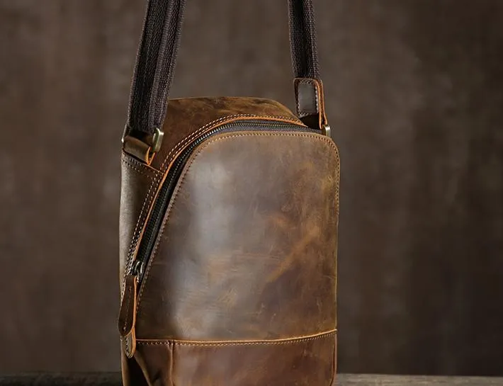 Handmade Leather Mens Cool Small Shoulder Bags Messenger Bag for men