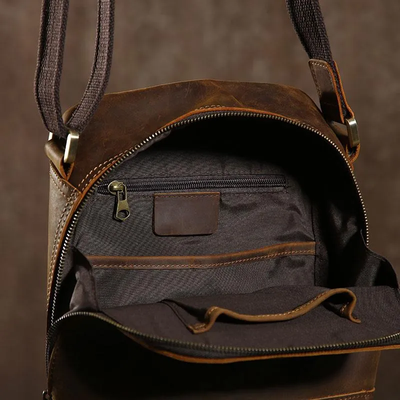 Handmade Leather Mens Cool Small Shoulder Bags Messenger Bag for men