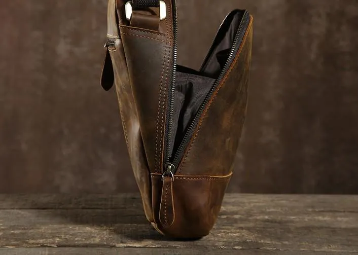 Handmade Leather Mens Cool Small Shoulder Bags Messenger Bag for men