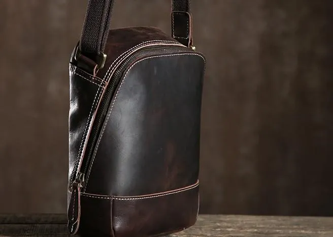 Handmade Leather Mens Cool Small Shoulder Bags Messenger Bag for men