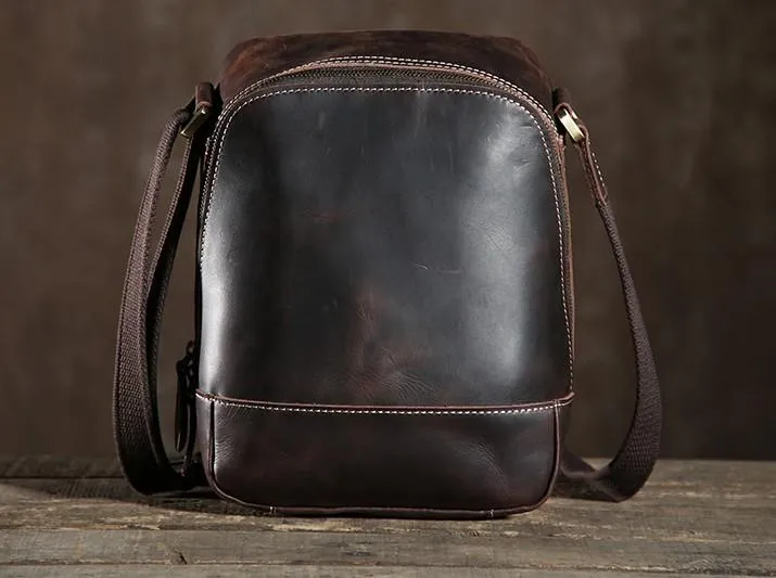 Handmade Leather Mens Cool Small Shoulder Bags Messenger Bag for men