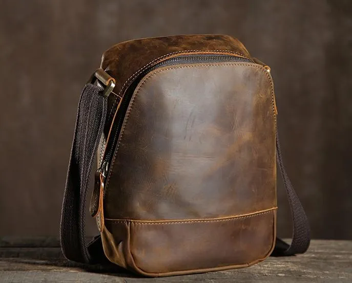 Handmade Leather Mens Cool Small Shoulder Bags Messenger Bag for men
