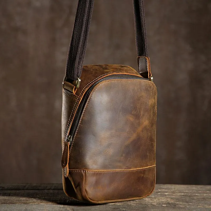 Handmade Leather Mens Cool Small Shoulder Bags Messenger Bag for men