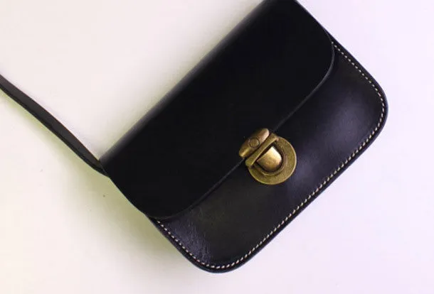 Handmade Leather shoulder bag black vintage for women leather crossbody bag