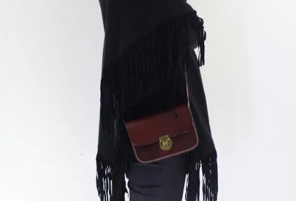 Handmade Leather shoulder bag black vintage for women leather crossbody bag