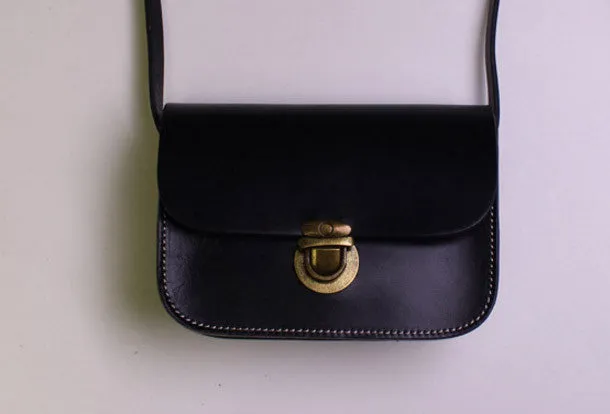 Handmade Leather shoulder bag black vintage for women leather crossbody bag