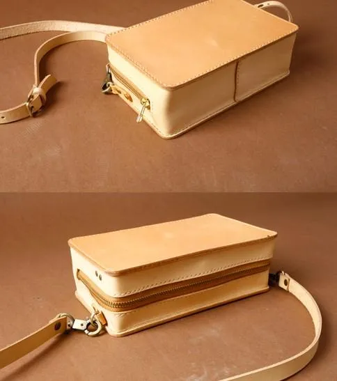 Handmade Small Leather Mens Messenger Bag BOX Shoulder Bag for Men