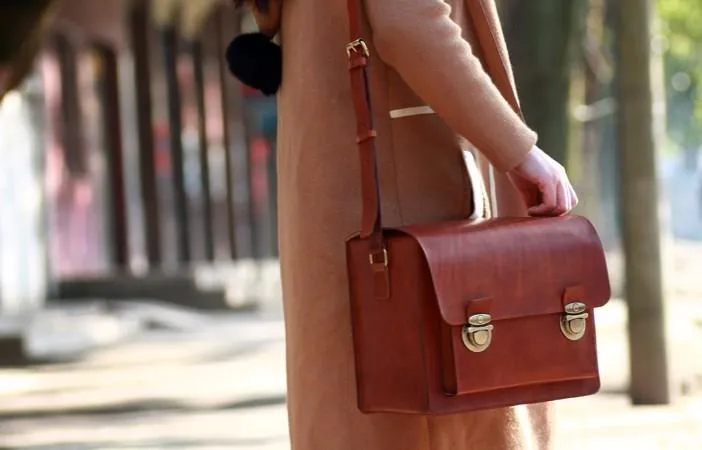 Handmade Vintage Coffee Leather Mens Camera Shoulder Bags Camera Messenger Bag for Men