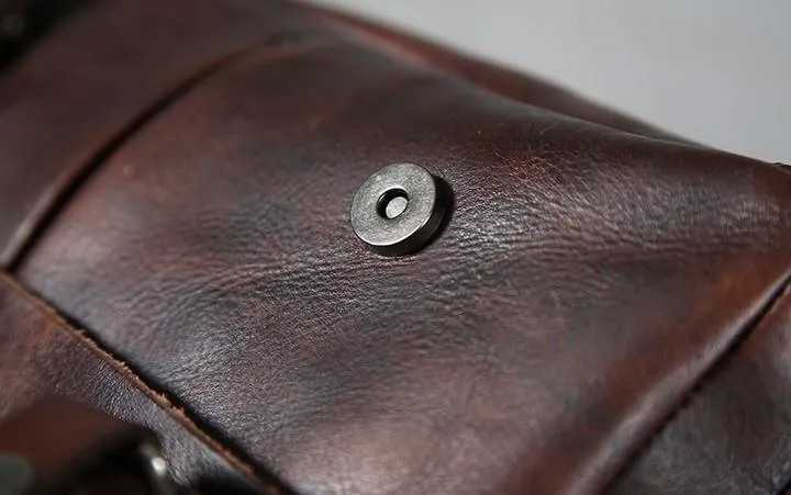 Handmade Vintage Leather Mens Cool Shoulder Bag Messenger Bags Cycling Bag for men
