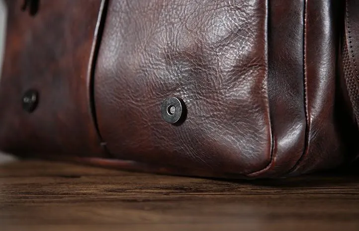 Handmade Vintage Leather Mens Cool Shoulder Bag Messenger Bags Cycling Bag for men