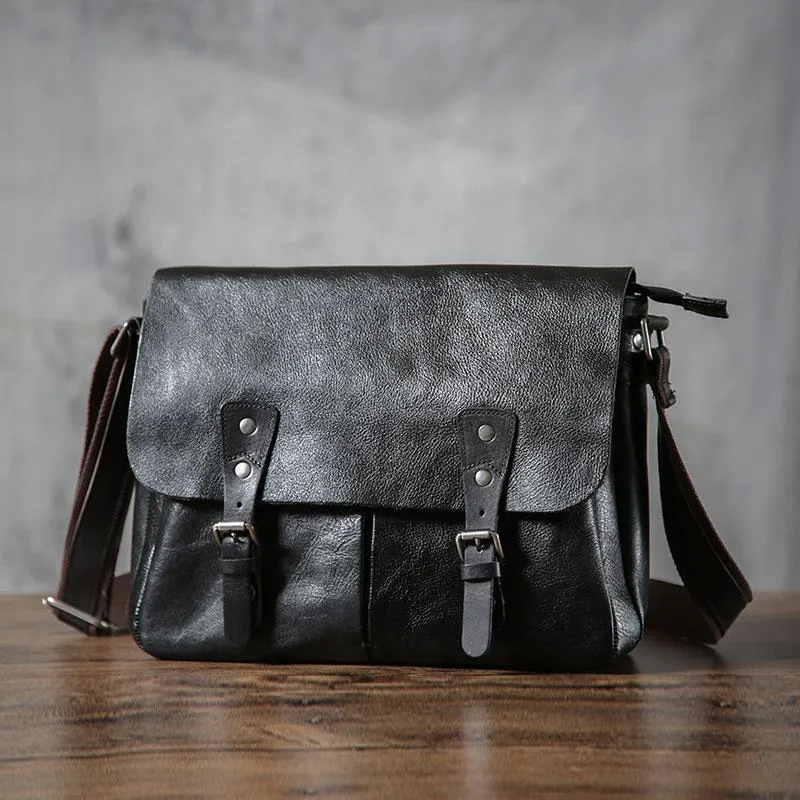 Handmade Vintage Leather Mens Cool Shoulder Bag Messenger Bags Cycling Bag for men