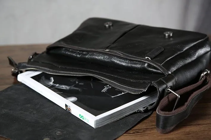 Handmade Vintage Leather Mens Cool Shoulder Bag Messenger Bags Cycling Bag for men