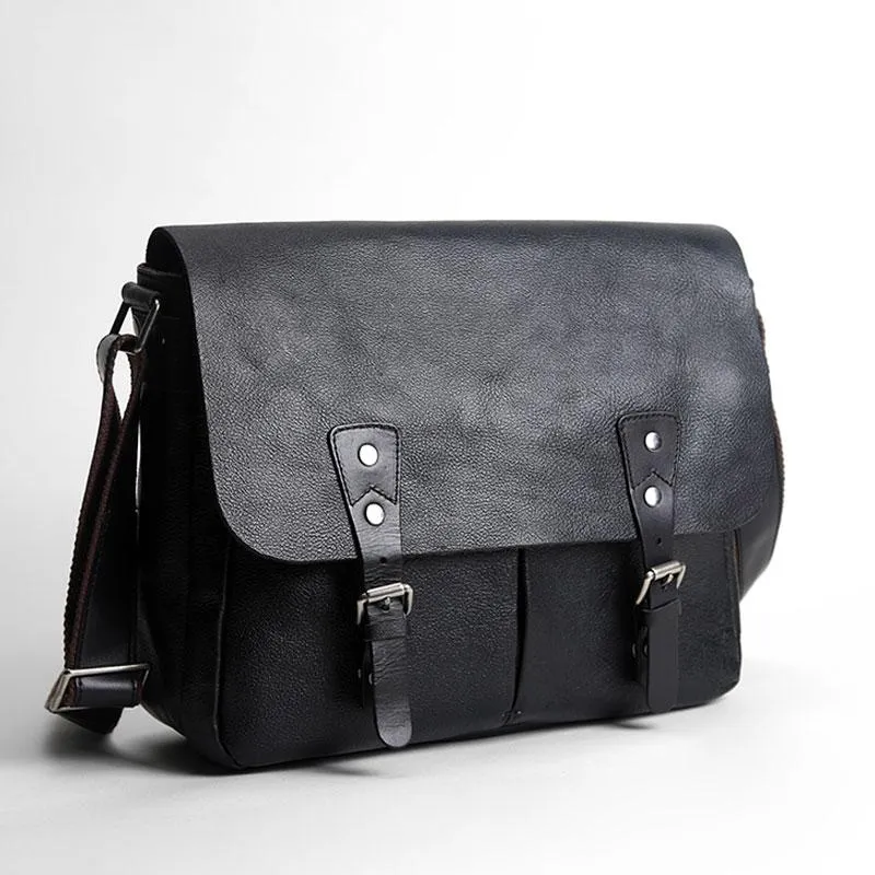 Handmade Vintage Leather Mens Cool Shoulder Bag Messenger Bags Cycling Bag for men