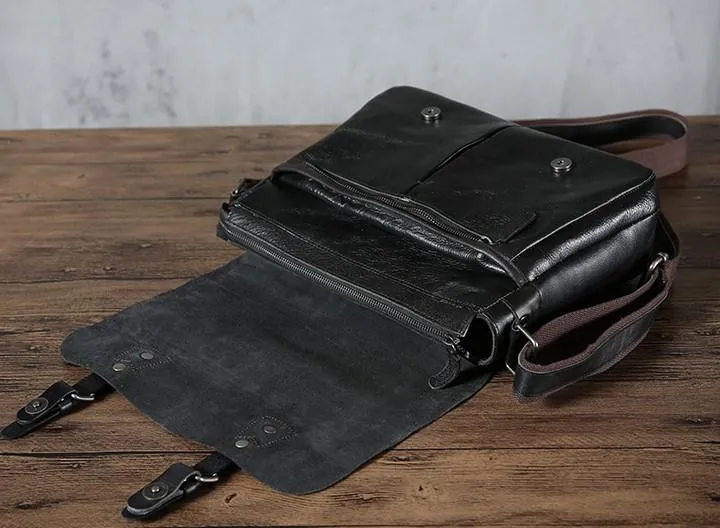 Handmade Vintage Leather Mens Cool Shoulder Bag Messenger Bags Cycling Bag for men