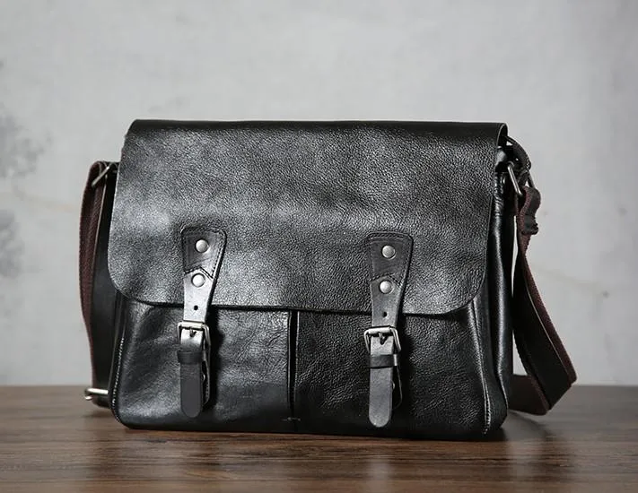 Handmade Vintage Leather Mens Cool Shoulder Bag Messenger Bags Cycling Bag for men