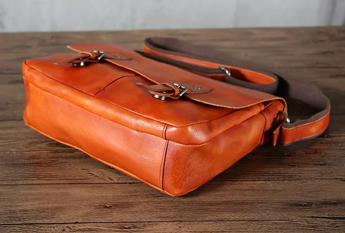 Handmade Vintage Leather Mens Cool Shoulder Bag Messenger Bags Cycling Bag for men