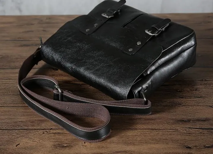 Handmade Vintage Leather Mens Cool Shoulder Bag Messenger Bags Cycling Bag for men