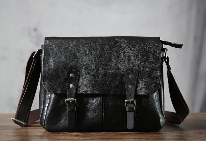Handmade Vintage Leather Mens Cool Shoulder Bag Messenger Bags Cycling Bag for men