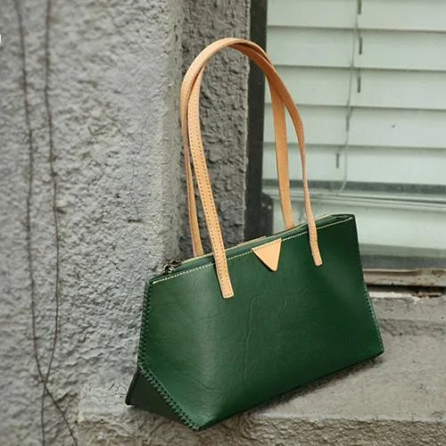 Handmade Vintage Womens Green Leather Handbags Unique Leather Womens Shoulder Purse