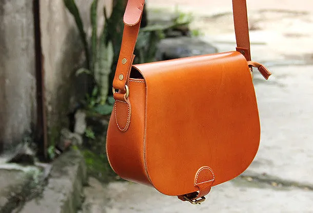 Handmade vintage womens leather messenger crossbody Shoulder Bag for women