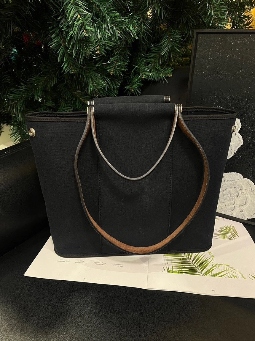 Hermes Cabag Black Shoulder Bag Square Frame