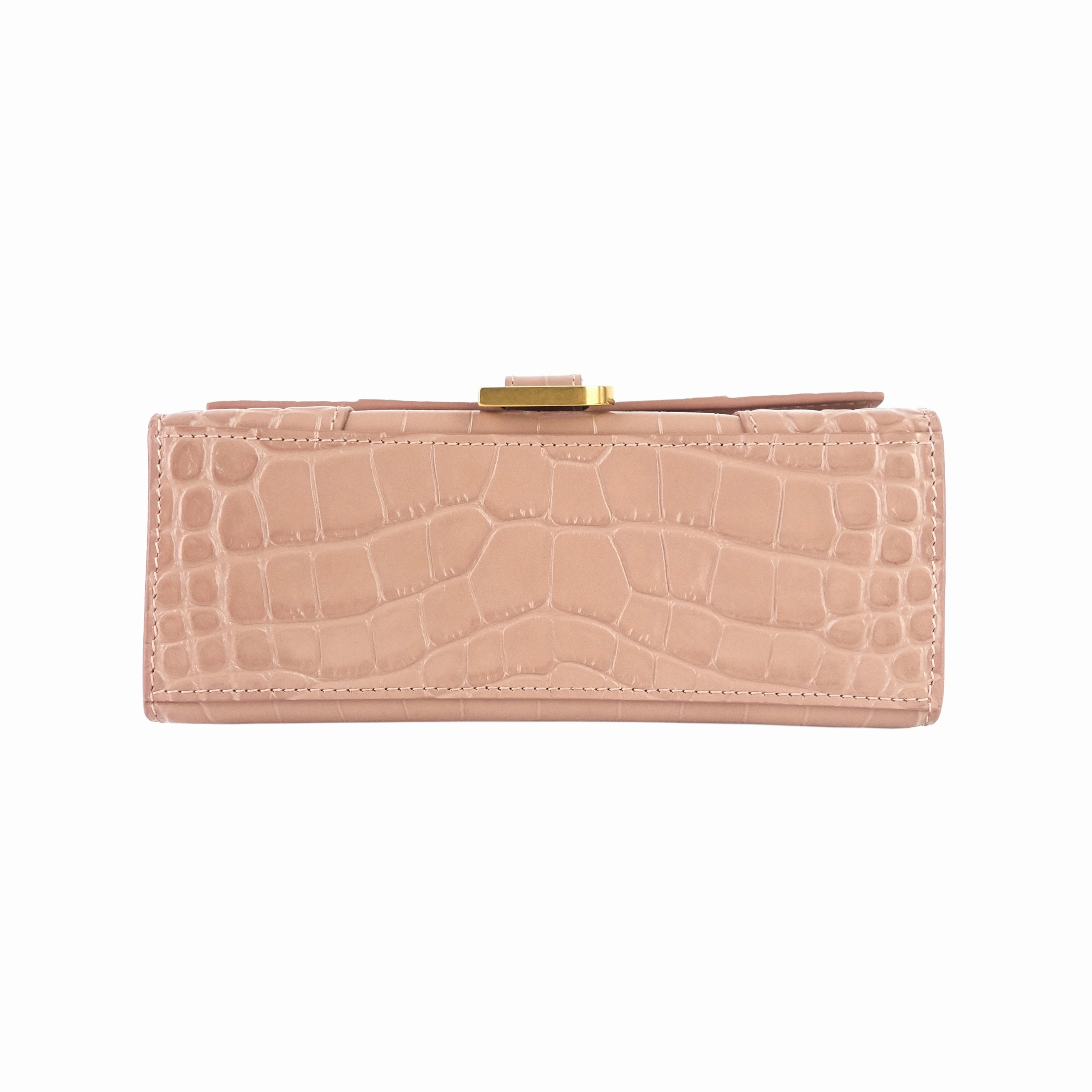 Hourglass XS Croc Embossed Leather Top Handle Bag