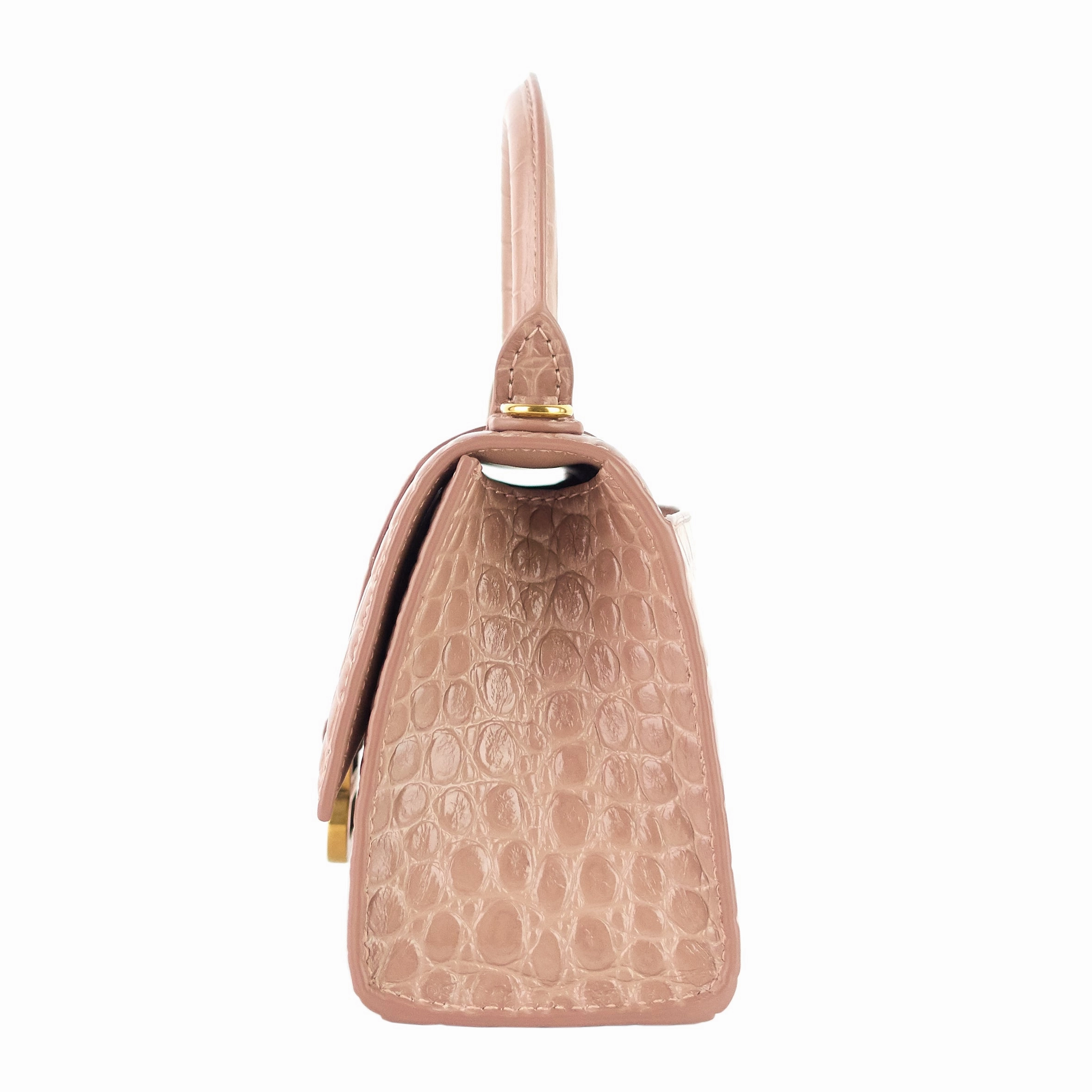 Hourglass XS Croc Embossed Leather Top Handle Bag
