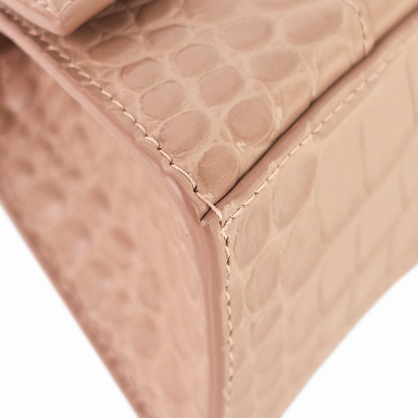 Hourglass XS Croc Embossed Leather Top Handle Bag
