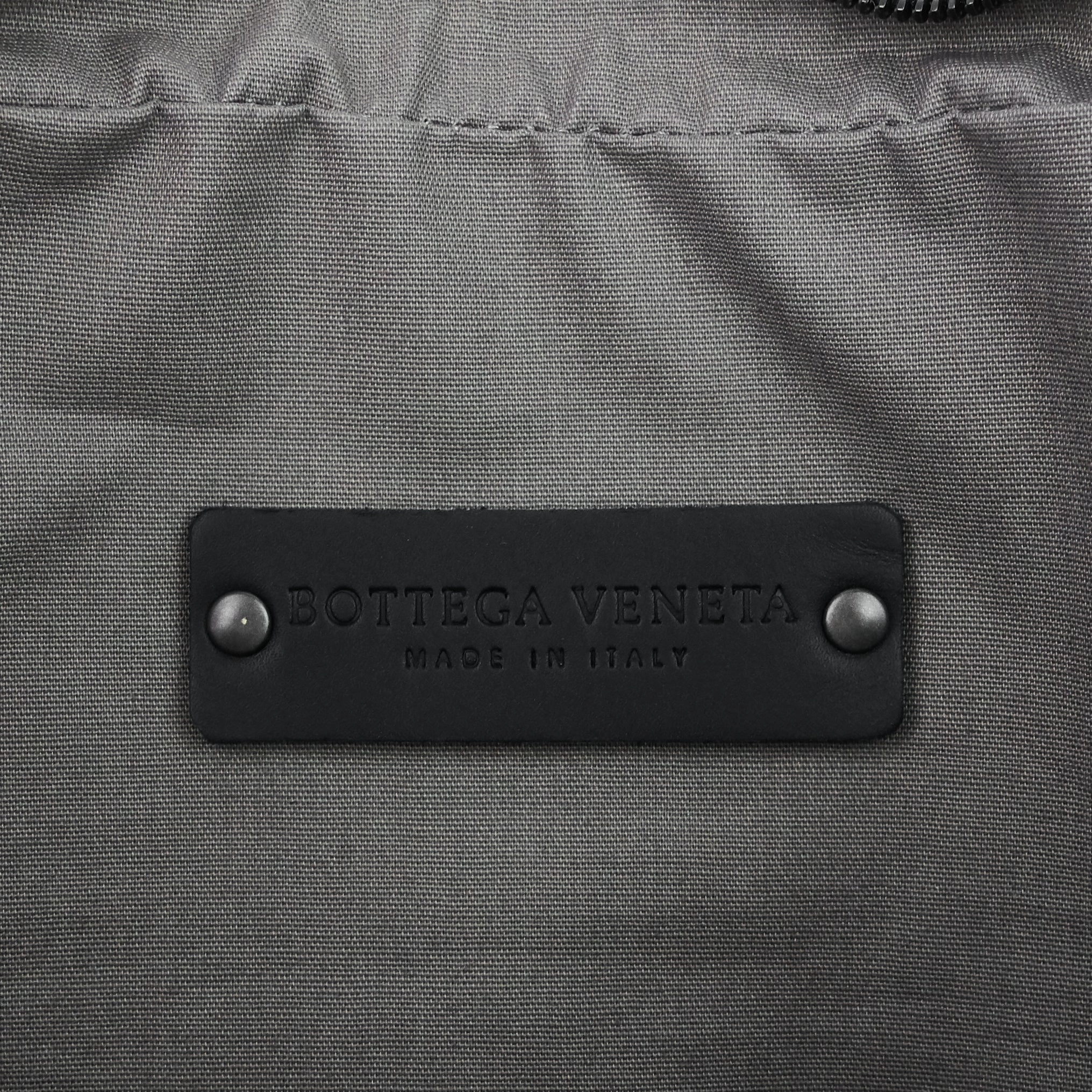 Intrecciato Leather and Nylon Pouch