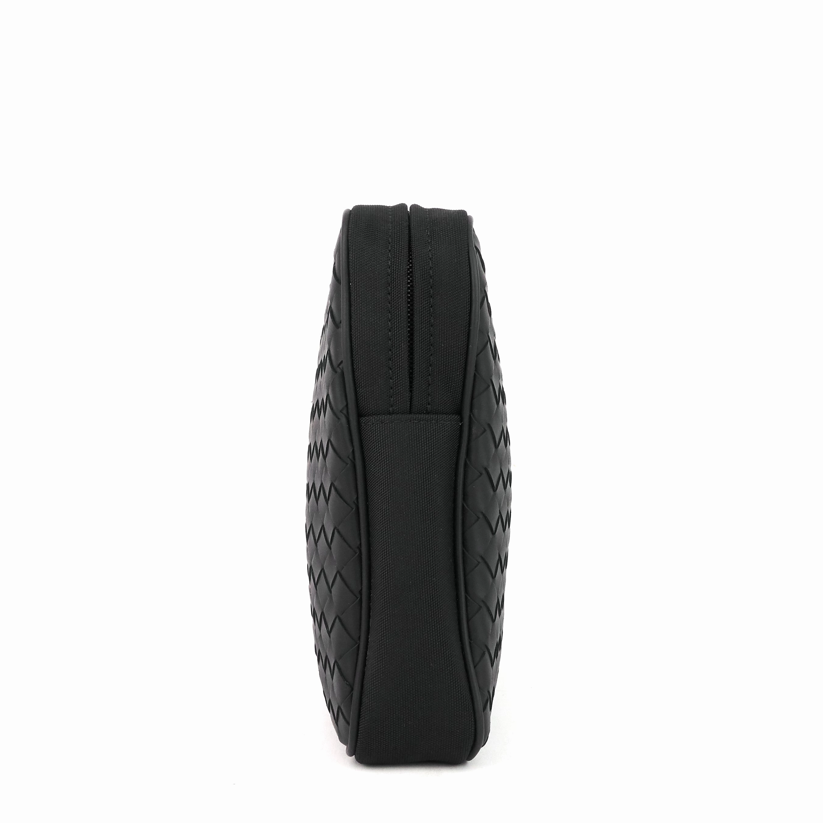 Intrecciato Leather and Nylon Pouch